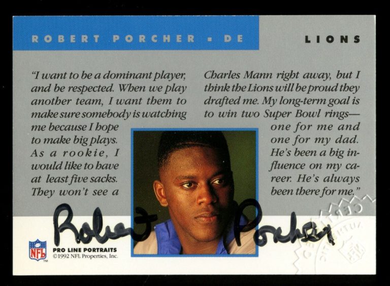 Robert Porcher signed autograph auto 1992 Pro Line Portraits Embossed Certified~