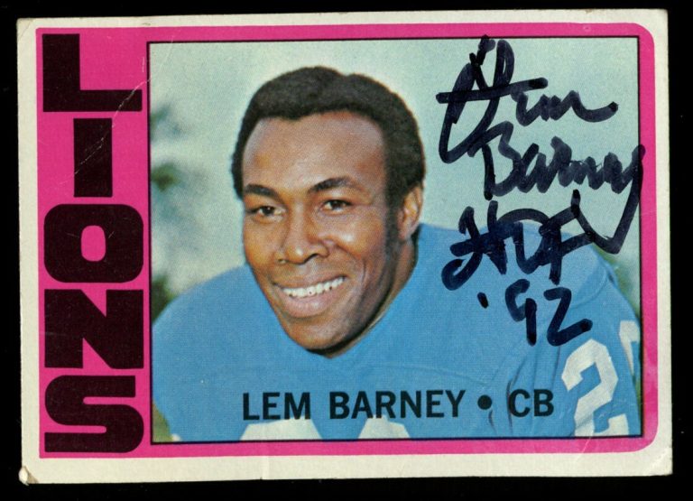 Lem Barney #42 signed autograph auto 1972 Topps Football Trading Card