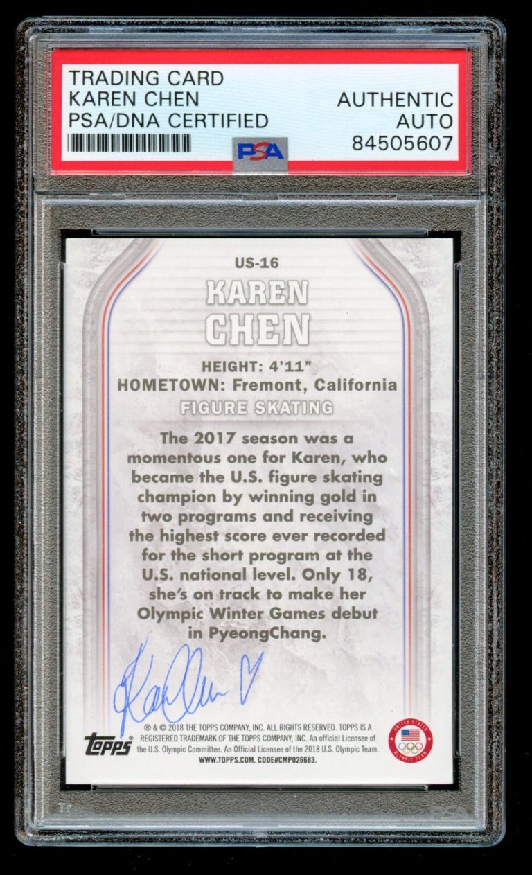 Karen Chen #US-16 signed autograph auto 2018 Topps Olympic Team Card PSA Slabbed