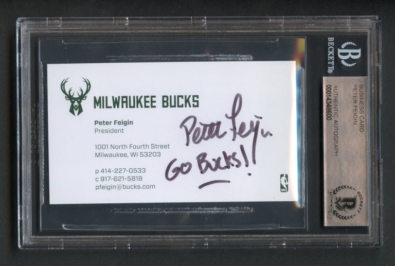 Peter Feigin signed autograph auto Milwaukee Bucks president Business Card BAS