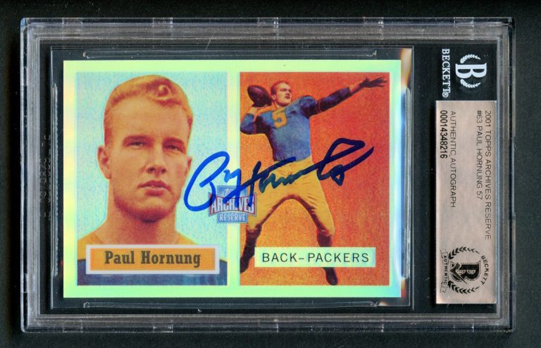 Paul Hornung 57 #63 signed autograph auto 2001 Topps Archives Reserve BAS Slab