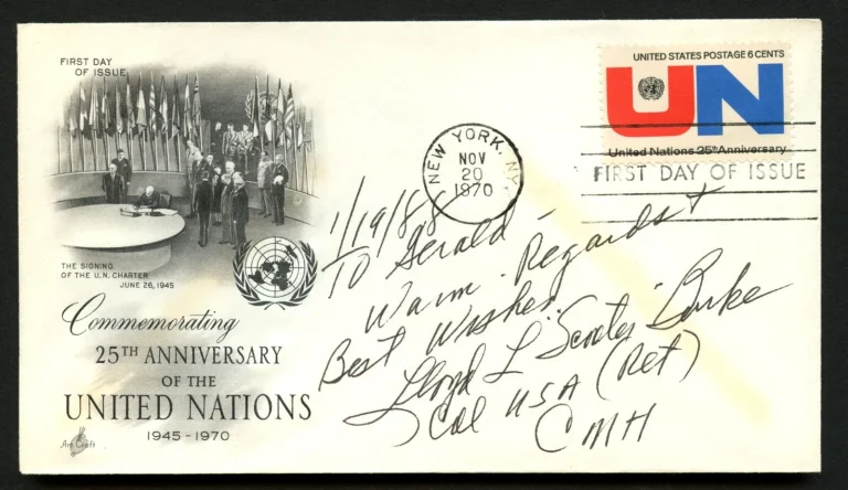 Lloyd Burke d1999 signed autograph FDC Medal of Honor Recipient US Army Korea