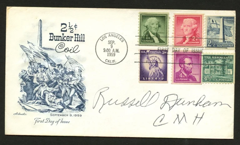 Russell Dunham d2009 signed autograph FDC Medal of Honor Recipient US Army WWII