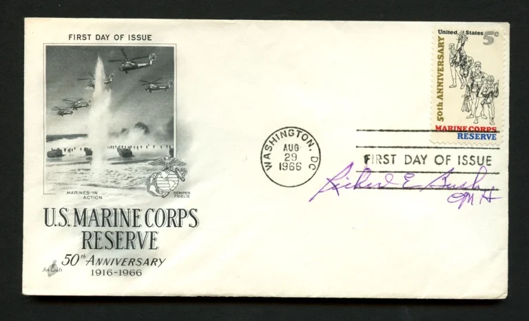Richard E. Bush d2004 signed autograph FDC Medal of Honor Recipient USMC WWII