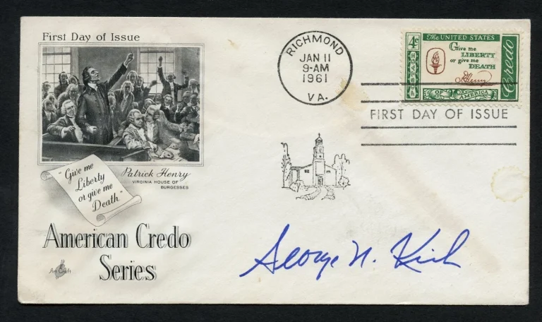 George N. Kirk signed autograph auto First Day Cover WWII ACE USN