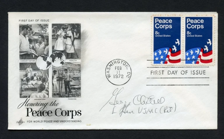 George Axtell signed autograph auto First Day Cover WWII Ace USMC