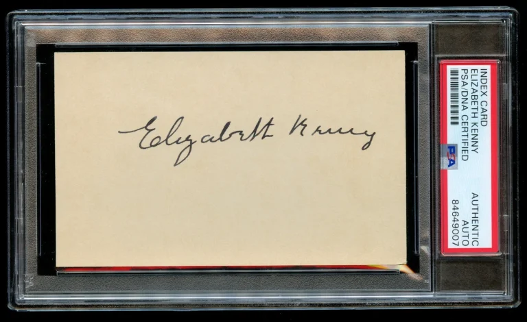 Sister Elizabeth Kenny d1952 signed autograph 3x5 Developed Polio Treatment PSA