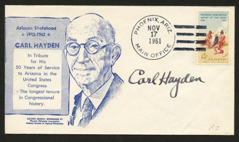 Carl Hayden d1972 signed autograph auto First Day Cover US Senator Arizona FDC