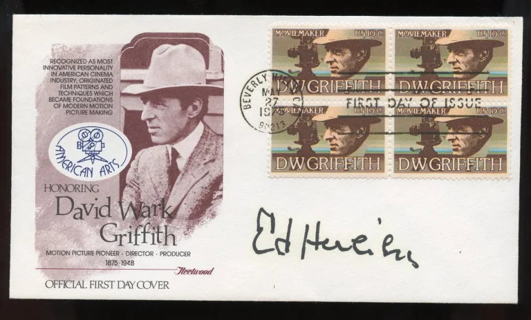Ed Herlihy d1999 signed autograph Newsreel Narrator Universal-International FDC