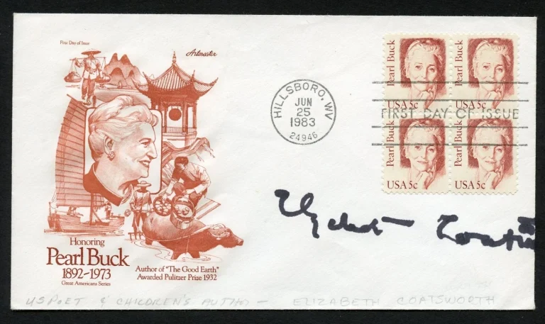 Elizabeth Coatsworth d1986 signed autograph auto US Poet & Children's Author FDC