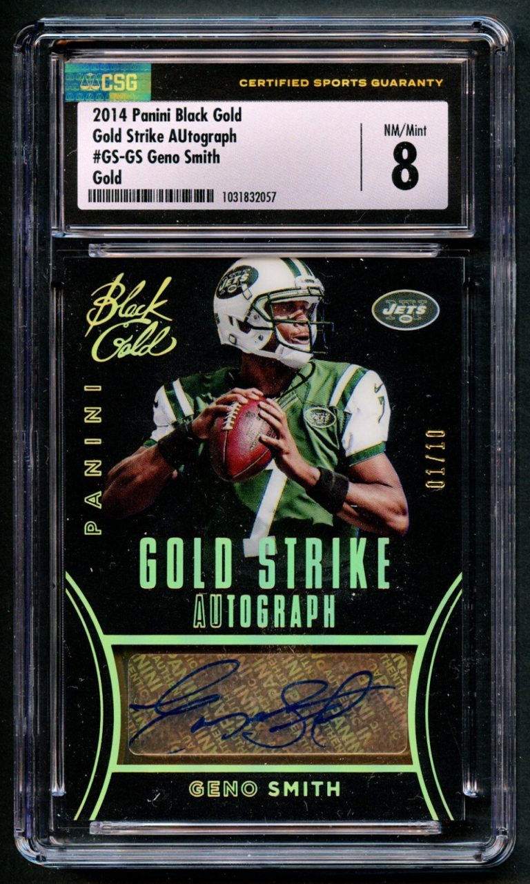 Geno Smith GS-GS signed 2014 Panini Black Gold Strike Autograph 1/10 CSG 8