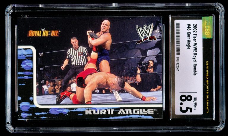 Kurt Angle #46 Fleer WWE Royal Rumble 2002 Wrestling Trading Card CSG 8.5