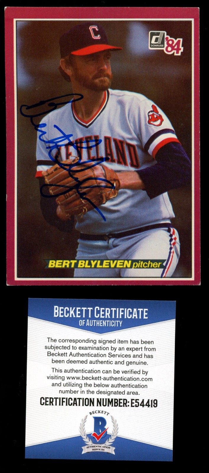 Bert Blyleven #45 signed autograph 1984 Donruss Action All Star Card BC BAS Cert