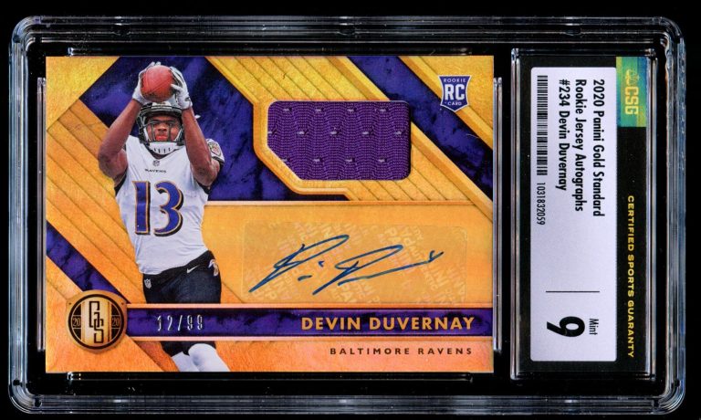 Devin Duvernay #234 Panini Gold Standard 2020 Rookie Jersey Auto 12/99 CSG 9