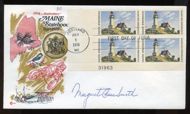 Margaret Chase Smith d1995 signed autograph auto US Senator Maine FDC