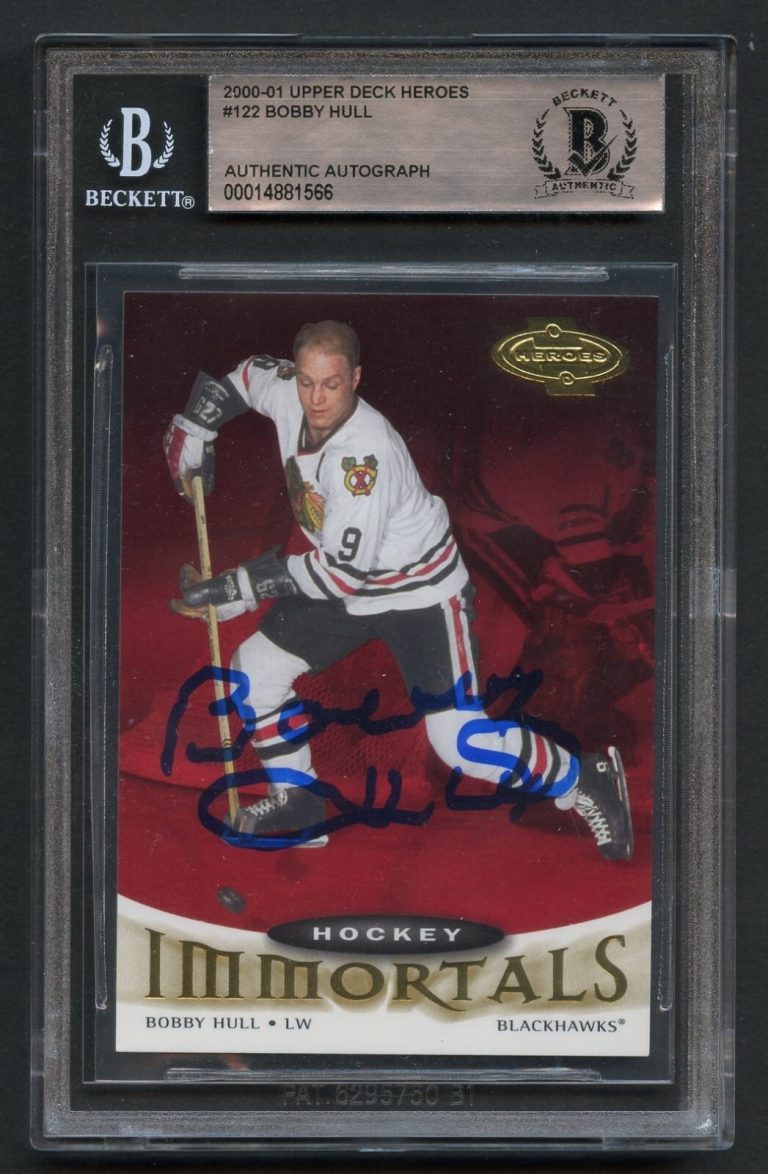 Bobby Hull #122 signed autograph 2001 Upper Deck Immortals Card BAS Slabbed