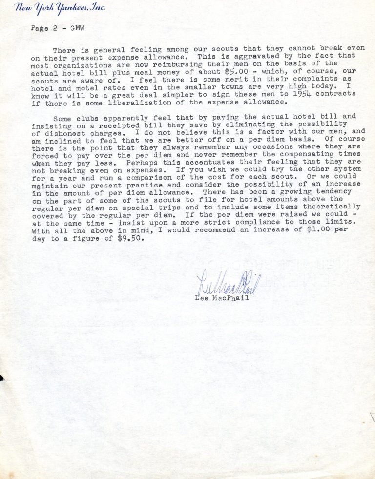 Lee Macphail d2012 signed autograph Baseball Office Executive HOF Letter BAS