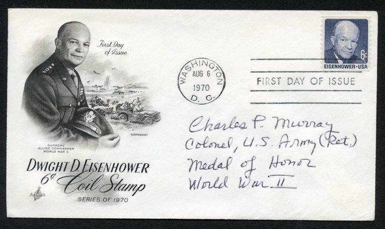 Charles Murray d2011 signed autograph auto FDC MOH Recipient US Army WWII BAS