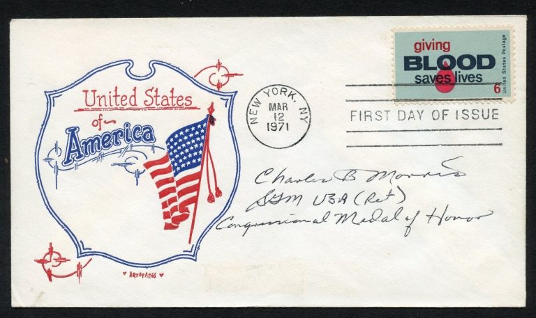 Charles Morris d1996 signed FDC Medal of Honor Recipient US Army Vietnam BAS