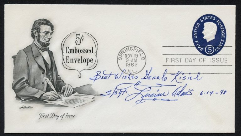 Lucian Adams d2003 signed autograph auto FDC MOH Recipient US Army WWII BAS