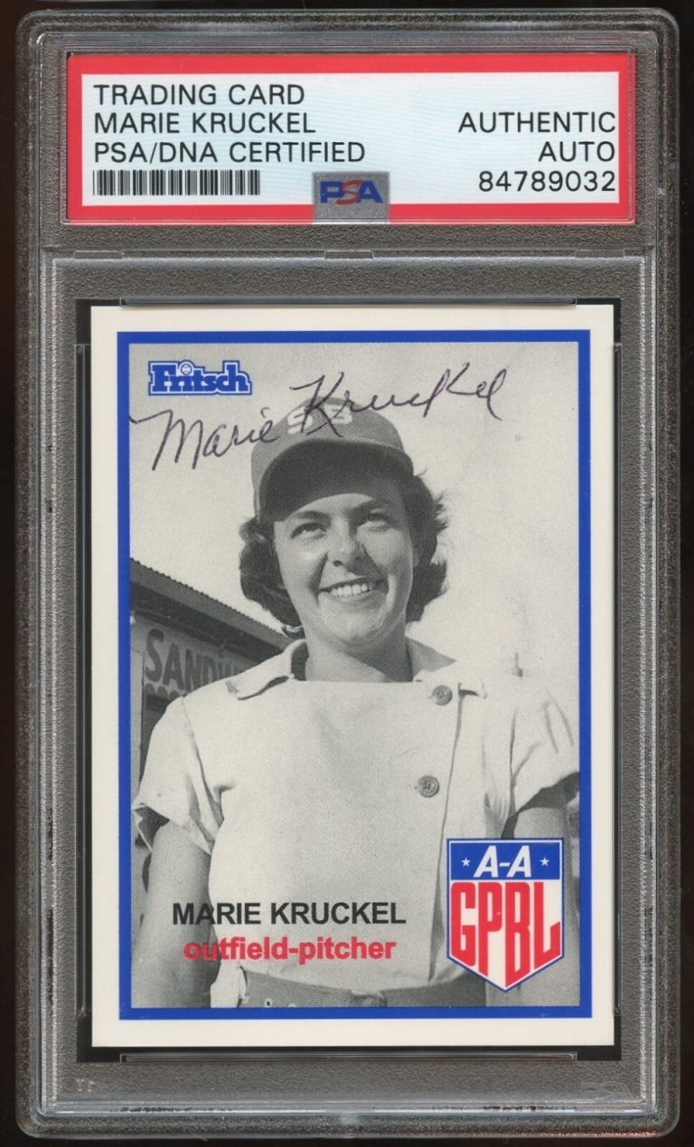 Marie Kruckel #107 signed autograph auto 1995-96 FRITSCH AAGPBL PSA Slabbed