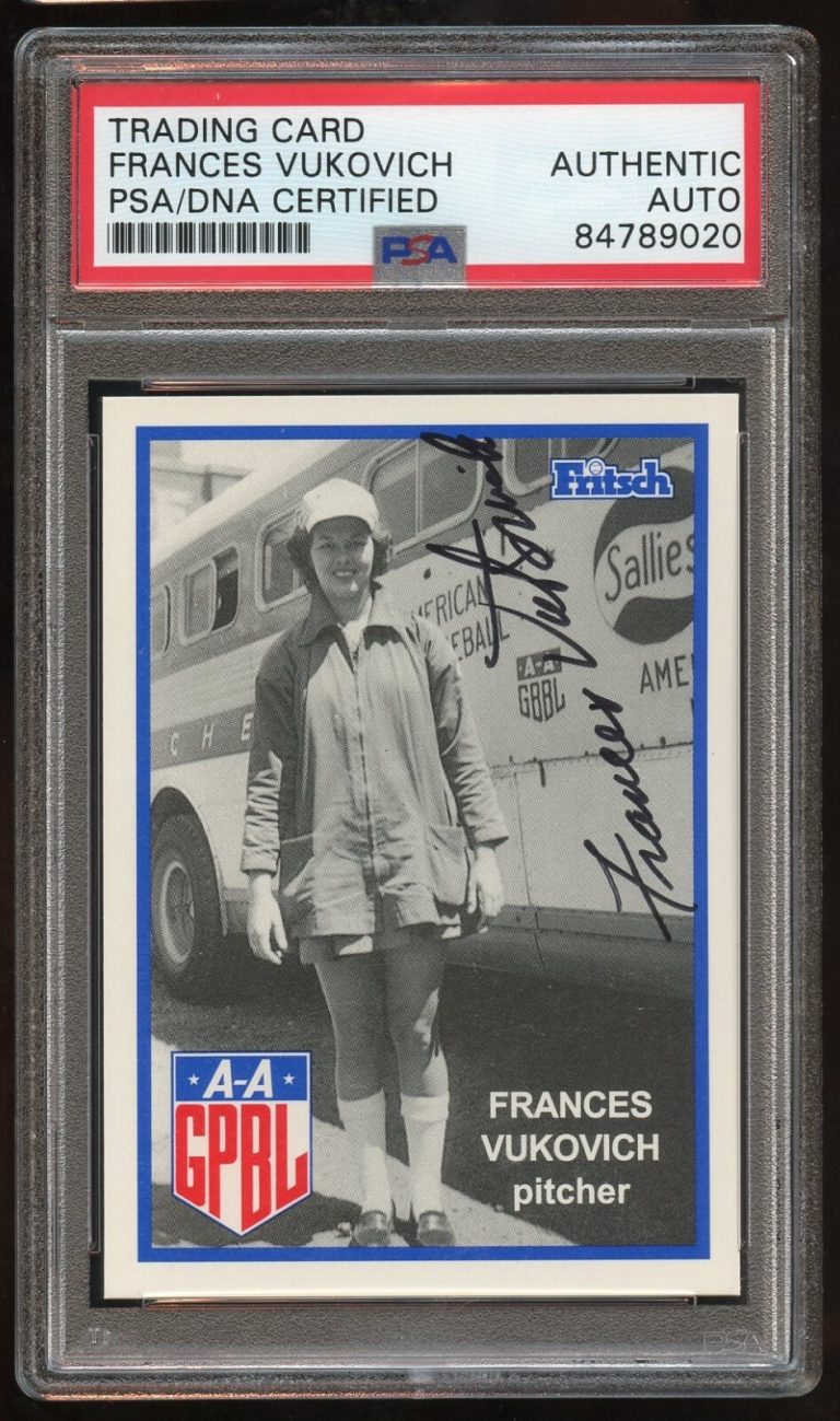 Frances Vukovich #210 signed autograph auto 1995-96 FRITSCH AAGPBL PSA Slabbed