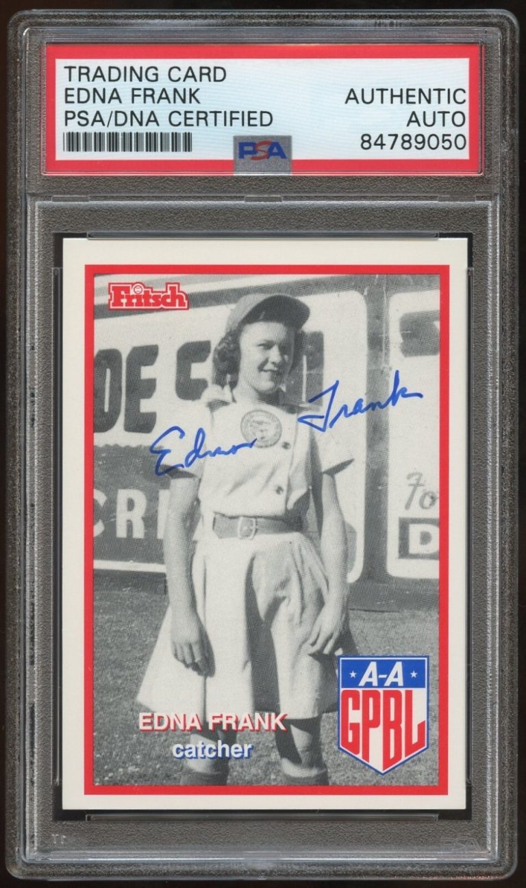 Edna Frank #263 signed autograph auto 1995-96 FRITSCH AAGPBL PSA Slabbed