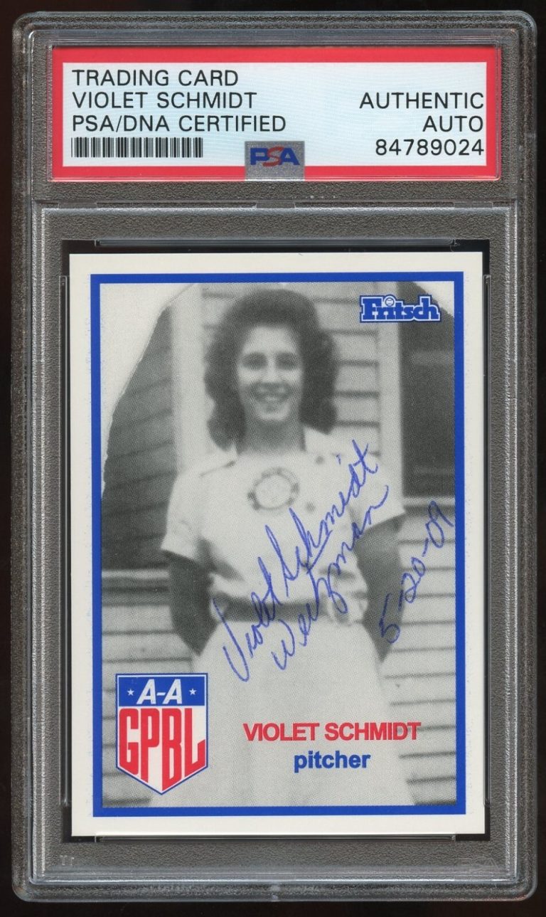 Violet Schmidt #177 signed autograph auto 1995-96 FRITSCH AAGPBL PSA Slabbed