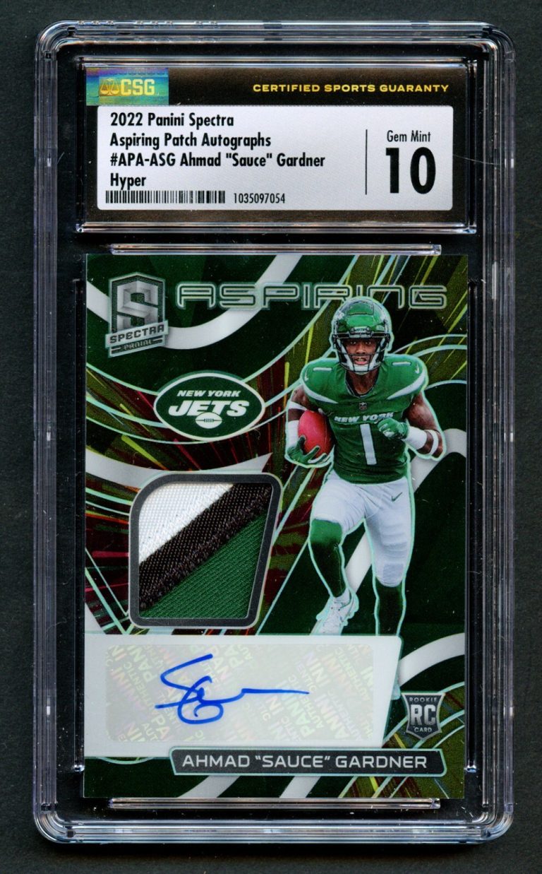 Ahmad Sauce Gardner 2022 Panini Spectra Aspiring Patch Autographs Hyper CSG 10