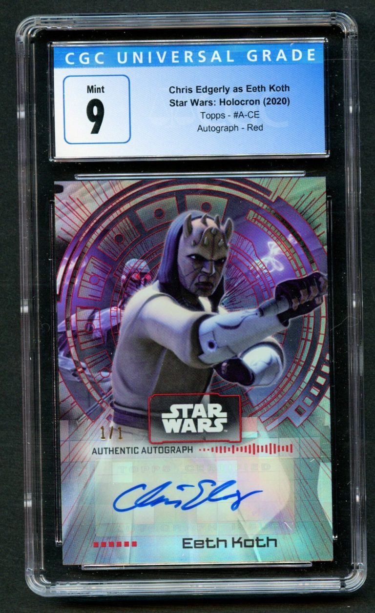Chris Edgerly as Eeth Koth Star Wars Holocron 2020 Topps Autograph Red 1/1 CSG 9