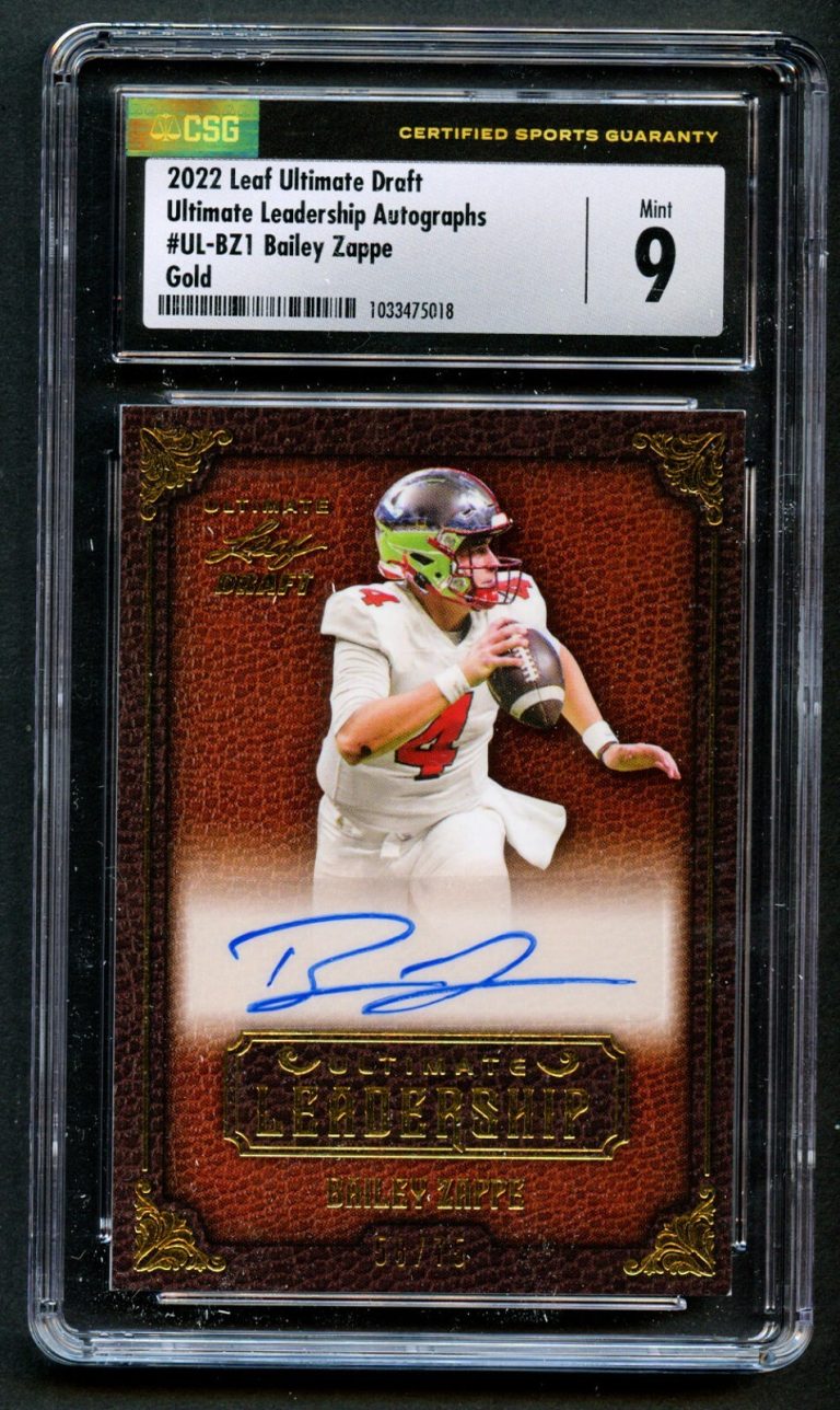 Bailey Zappe #UL-BZ1 Leaf Ultimate Draft 2022 Leadership Autographs 58/75 CSG 9