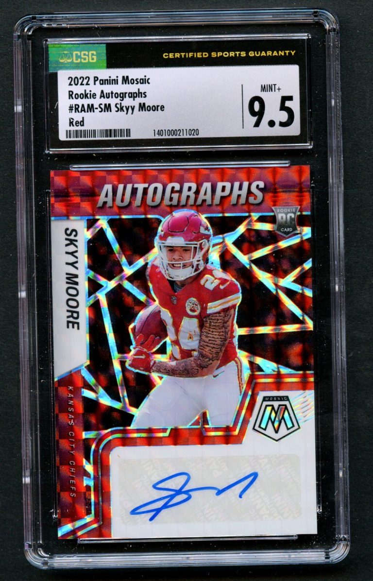 Skyy Moore #RAM-SM 2022 Panini Mosaic Rookie Autographs Red CSG 9.5 Auto 10