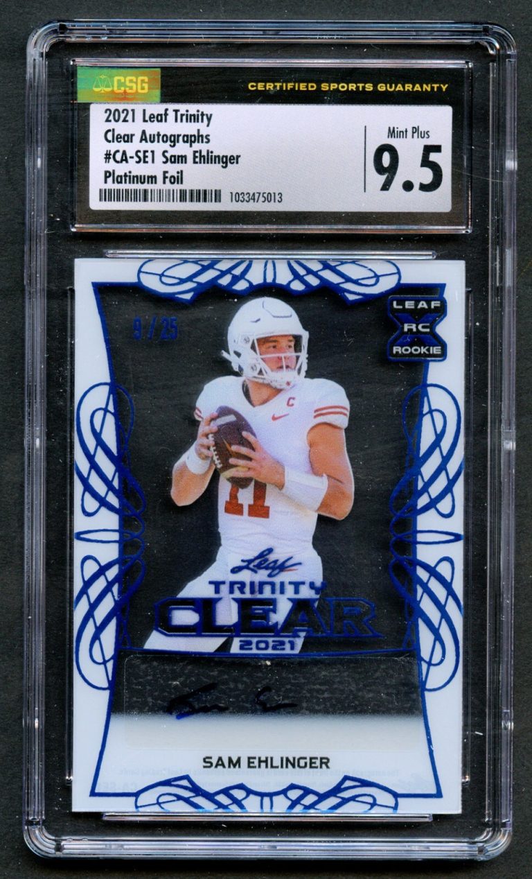 Sam Ehlinger #CA-SE1 Leaf Trinity 2021 Clear Autographs Platinum Foil CSG 9.5