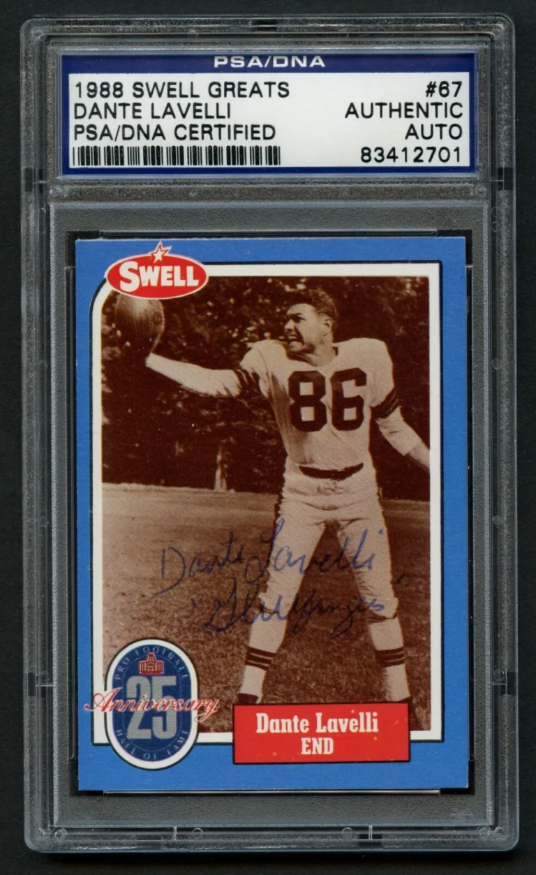 Dante Lavelli #67 signed autograph 1988 Swell Greats Football Hall of Fame PSA