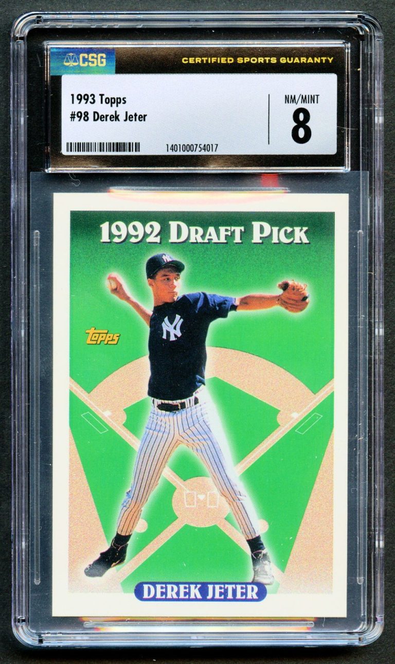 Derek Jeter #98 Topps 1993 Rookie Card 1992 Drat Picks New York Yankees CSG 8