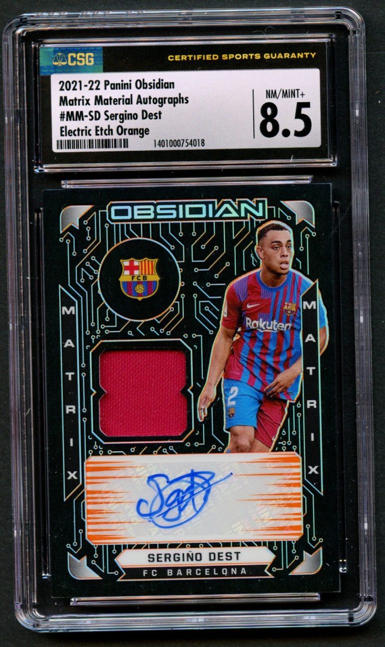Sergino Dest Panini Obsidian 2021-22 Matrix Material Autographs Etch Orange CSG