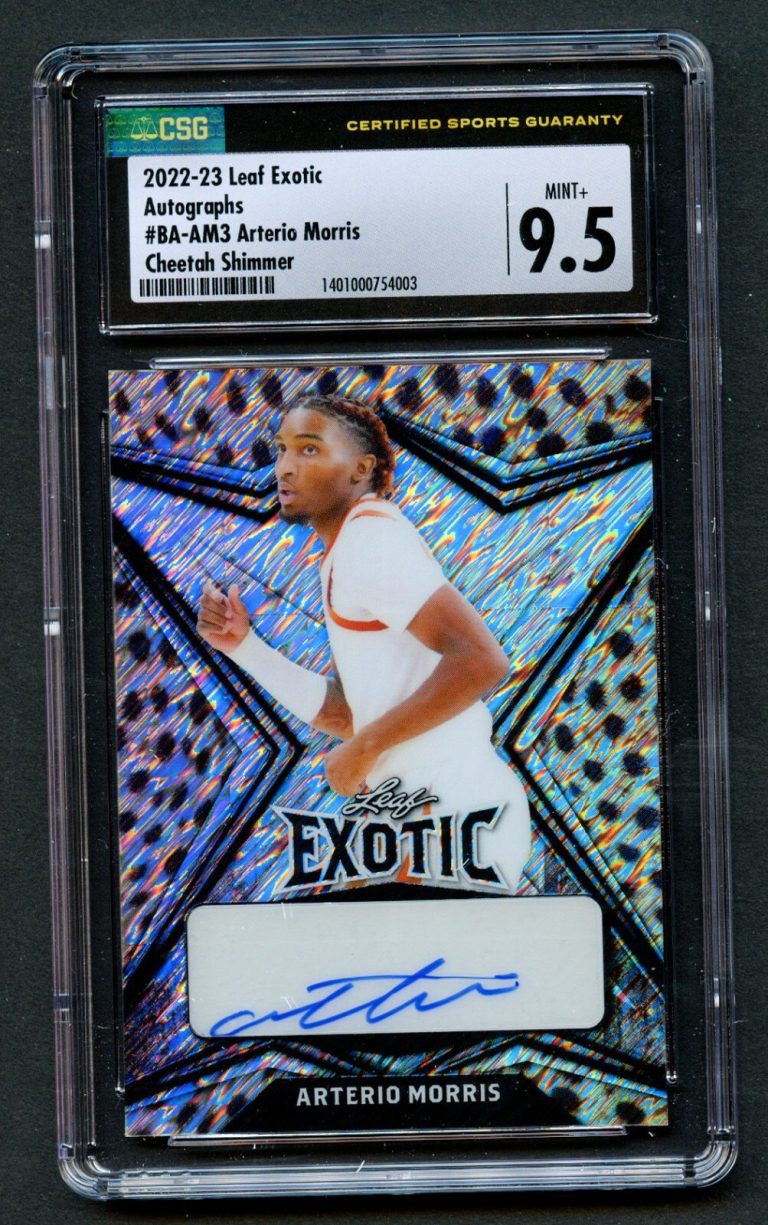 Arterio Morris BA-AM3 Leaf Exotic 2022-23 Autographs Cheetah Shimmer 1/1 CSG 9.5
