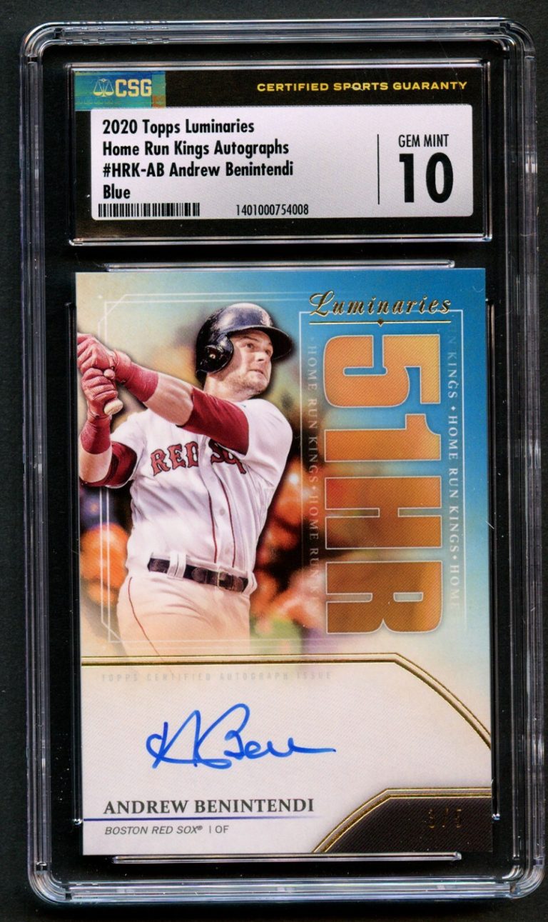 Andrew Benintendi Topps 2020 Luminaries Home Run Kings Autograph Blue 3/5 CSG 10