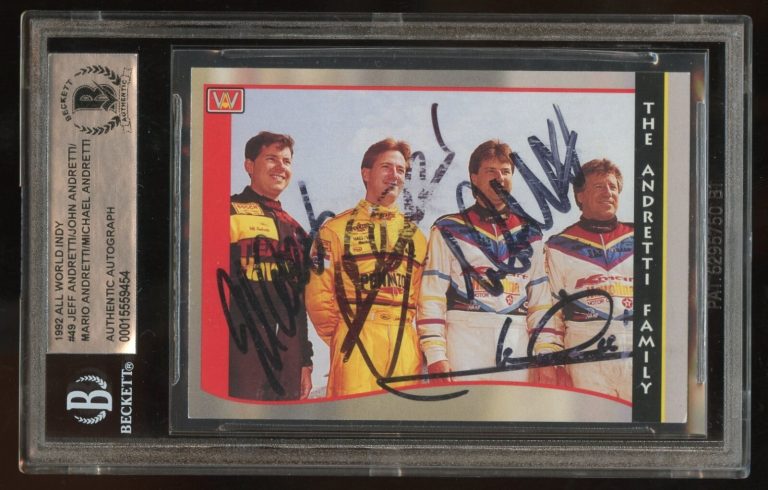 Jeff John Mario & Michael Andretti #49 signed autograph 1992 All World Indy BAS