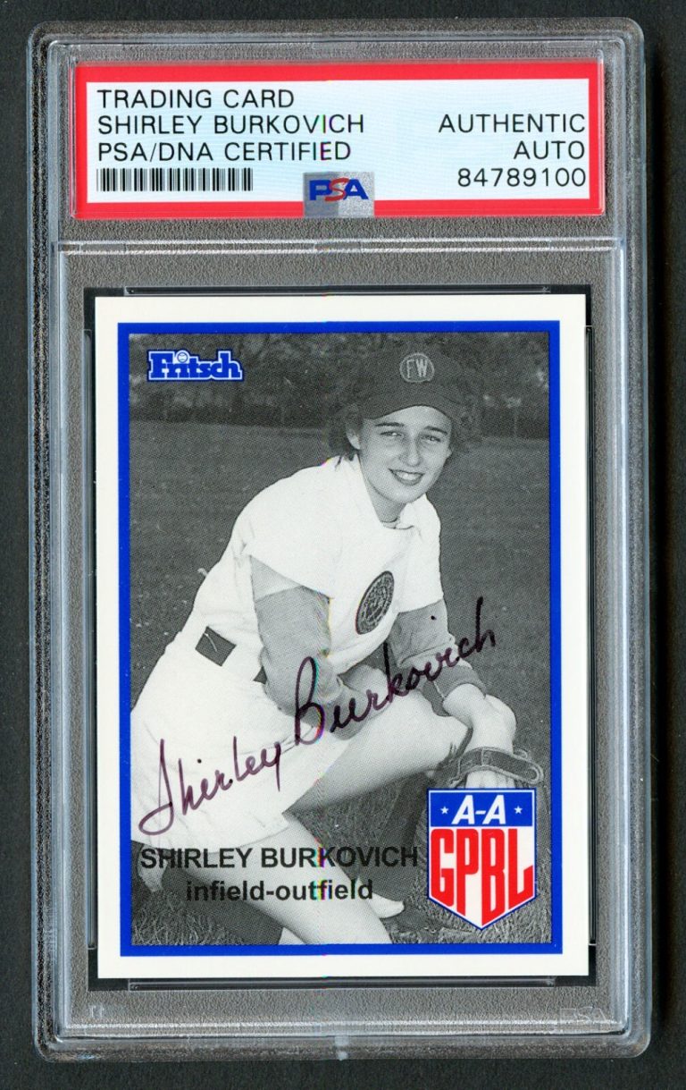 Shirley Burkovich #35 signed autograph auto 1995-96 FRITSCH AAGPBL PSA Slabbed