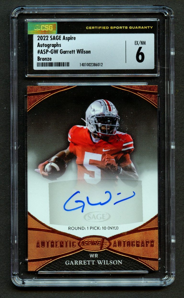 Garrett Wilson 2022 SAGE Aspire Autographs #ASP-GW Bronze CSG 6 Auto 10