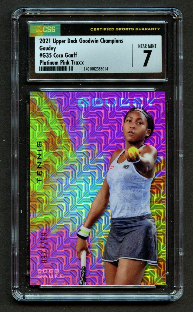 Coco Gauff 2021 Upper Deck Goodwin Champions Goudey Platinum Pink Traxx CSG 7