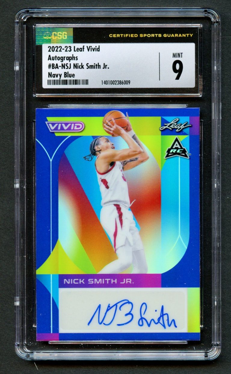 Nick Smith Jr. 2022-23 Leaf Vivid Basketball Autographs Navy Blue 21/30 CSG 9
