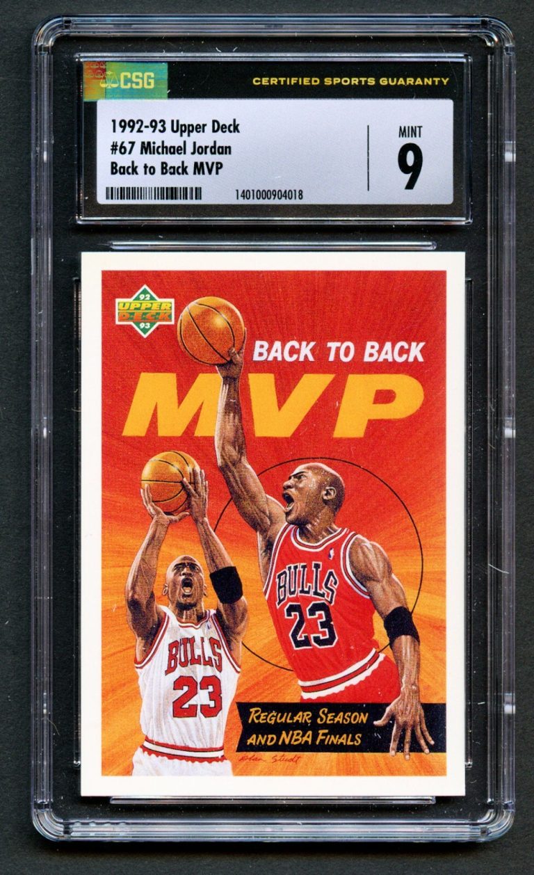 Michael Jordan #67 Upper Deck 1992-93 Back to Back MVP Chicago Bulls Card CSG 9