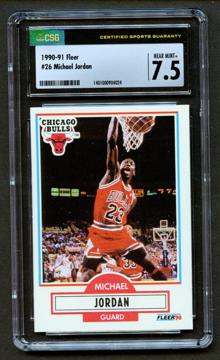 Michael Jordan #26 Fleer 1990-91 Chicago Bulls Basketball Trading Card CSG 7.5