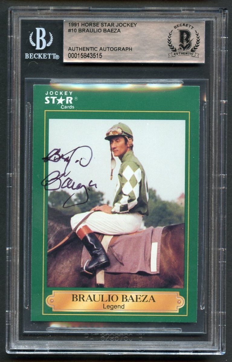 Braulio Baeza #10 signed autograph auto 1991 Horse Jockey Star Card BAS Slabbed