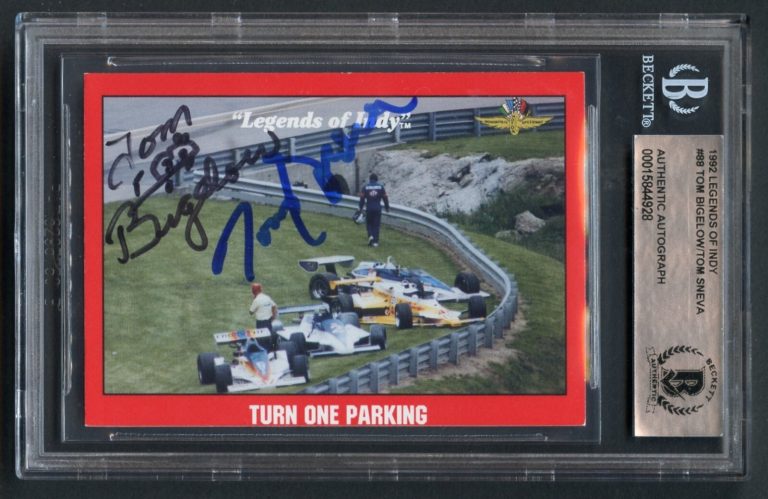 Tom Bigelow & Tom Sneva #88 signed autograph auto 1992 Legends of Indy BAS Slab