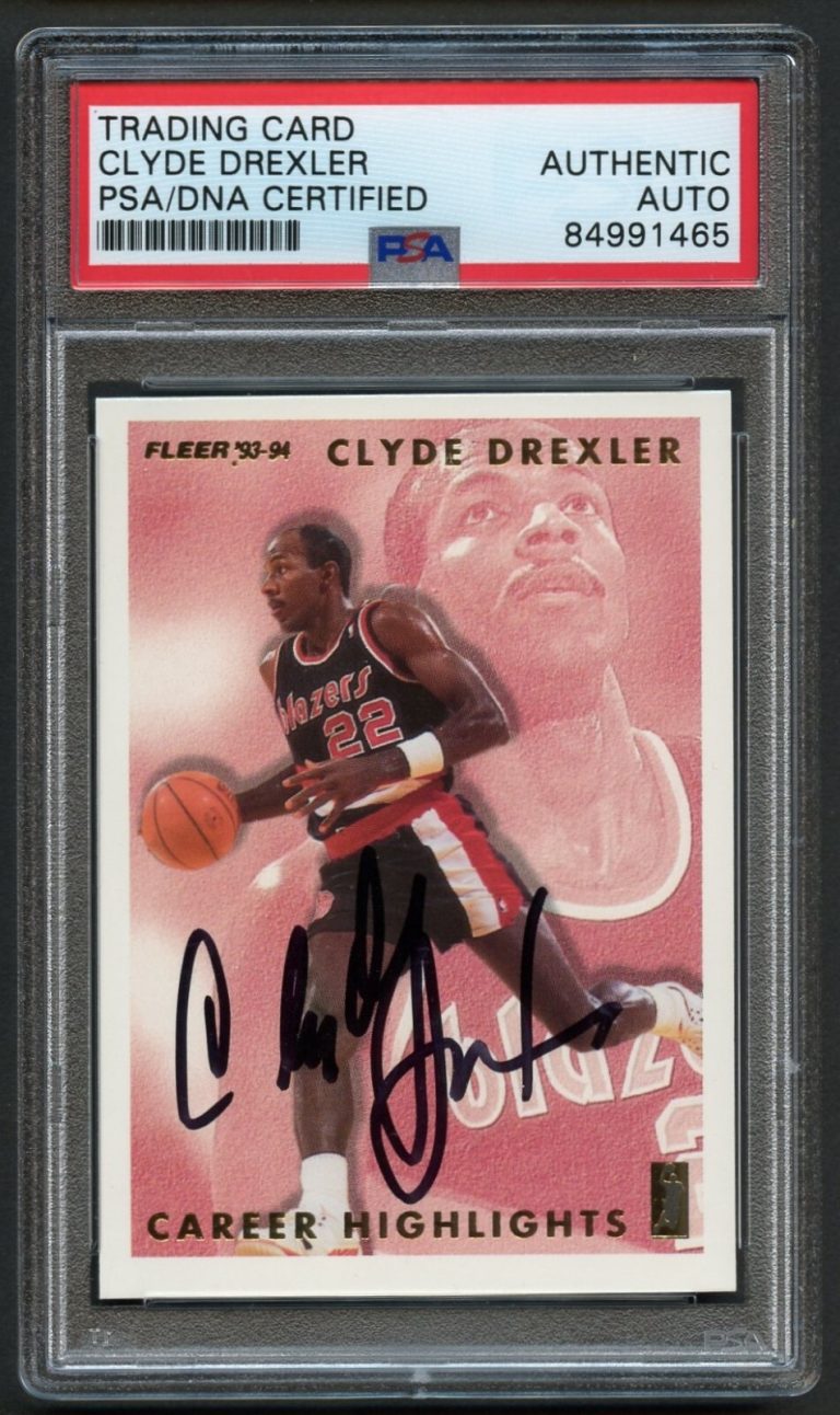 Clyde Drexler signed autograph 1993 Fleer Career Highlights Basketball Card PSA