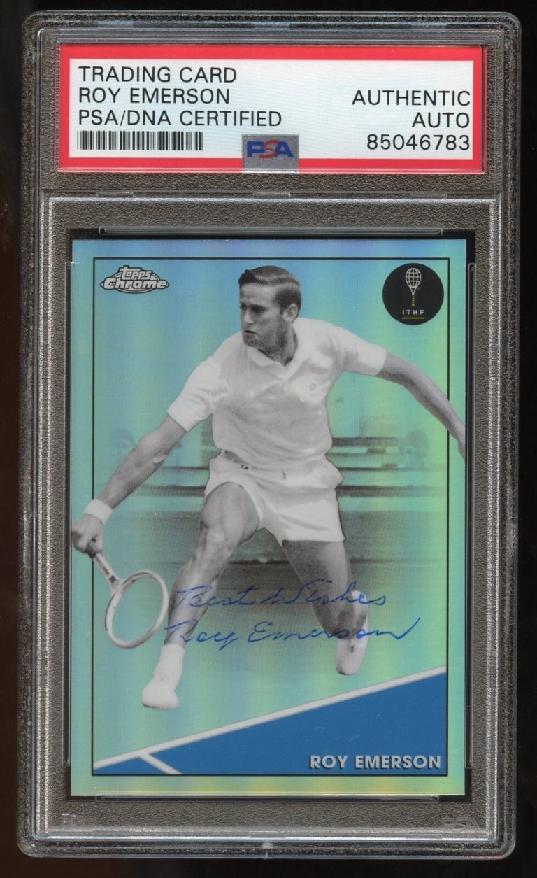 Roy Emerson #94 signed autograph 2021 Topps Tennis Chrome Refractor HOF Card PSA