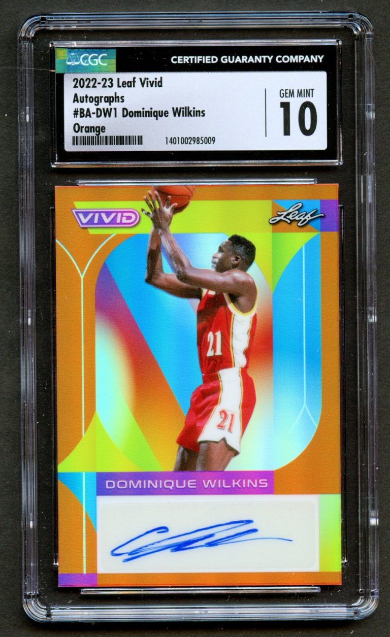 Dominique Wilkins #BA-DW1 Leaf 2022-23 Vivid Autographs Orange 2/10 CGC 10